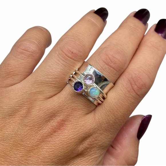 NEW Elegant Silver Stacking Rings Set - Picture 8 of 10